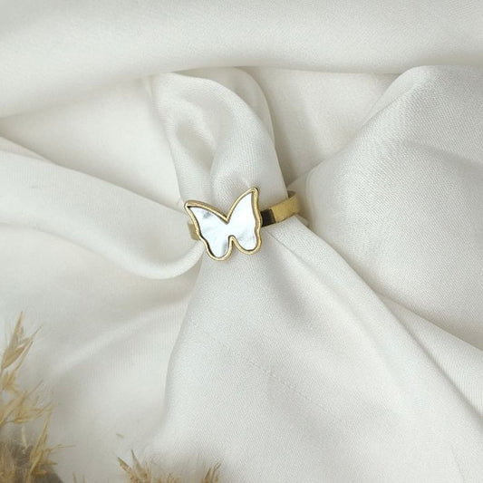 White butterfly ring